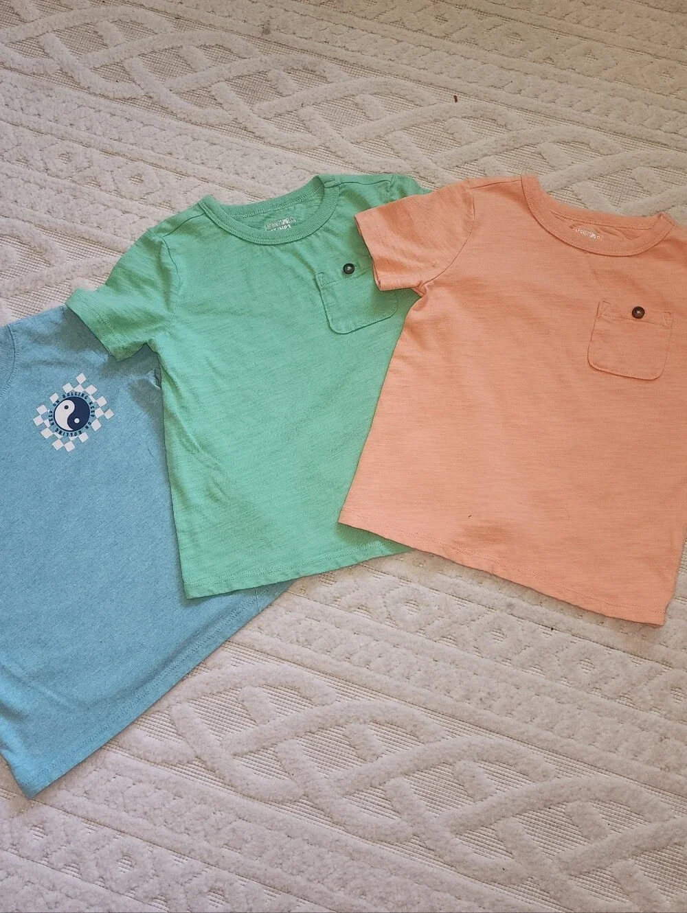 3T Kids' Short Sleeve Pocket Tee - Peach, Blue, Mint
